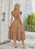 Vestido midi bohemio de encaje con escote en V y mangas voladoras Mia